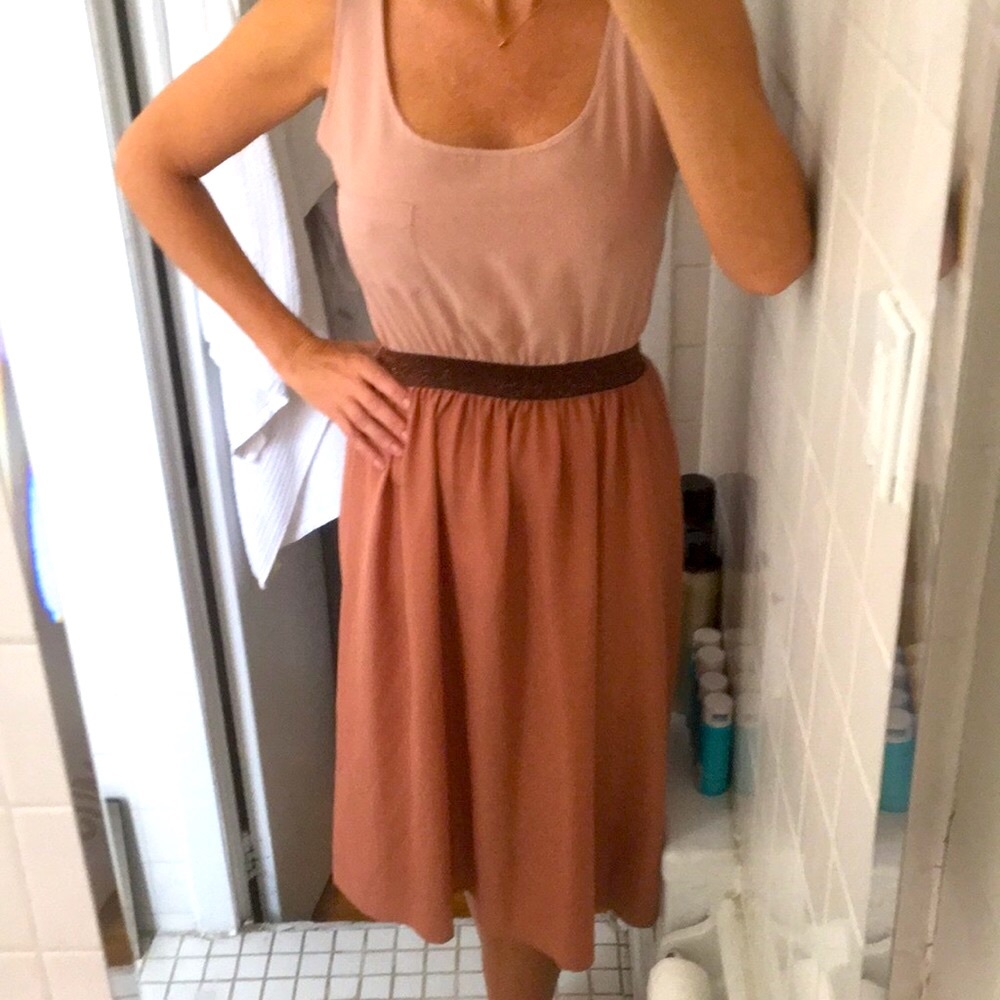 Nude and glitter two tone dress